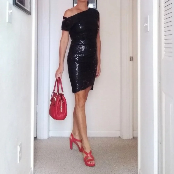 🎉HP🎉Grace Karin one shoulder sequin bodycon black dress NWT - Picture 5 of 7